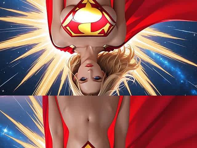 Nude Superheroine Starburst Power Pulse Cosmic High Resolution Slideshow