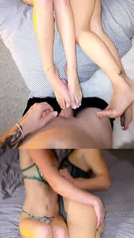 Ella Alexandra And Rebecca McLeod Footjob Threesome