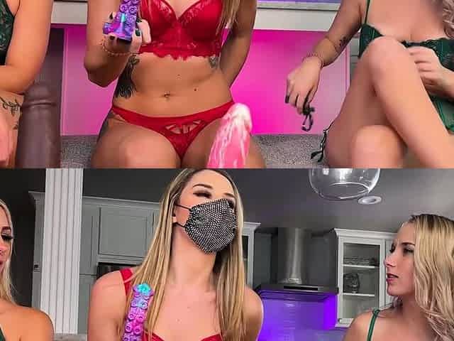 Blonde Housewife with big boobs masturbates with huge dildo