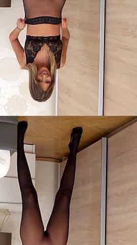Rebecca Volpetti sheer pantyhose dildo fuck