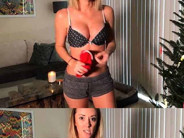 Glamour babe with big boobs masturbates in lingerie