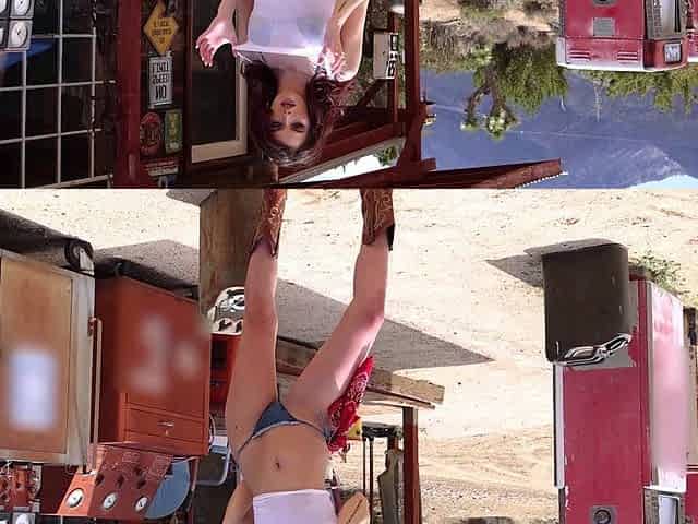 Stunning teen model outdoor solo posing