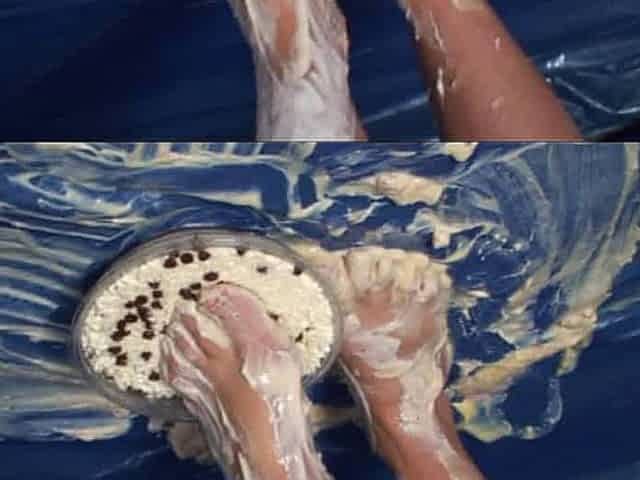Nasty slut wasting food