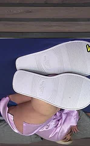 Slippers and Feet, She Gets No Rest