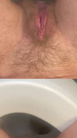 Cspot Showing off Hole While Sitting on Toilet in the Bathroom
