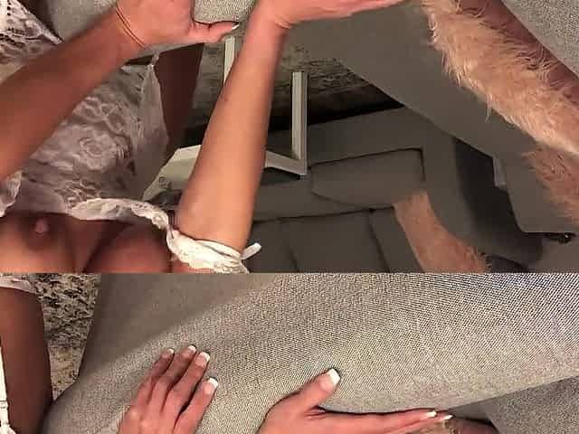 Nasty mother I'd like to fuck gets off rubbing vagina on the bed arm