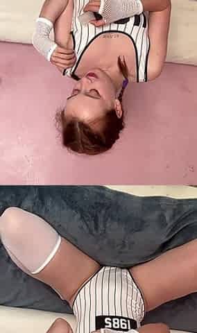 Innocent Redhead Teen Girl Play with Ice Cube