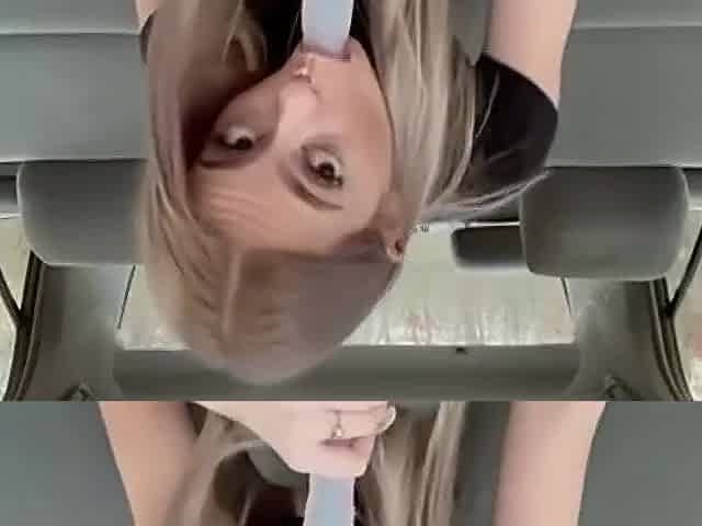 Dildo Riding In Car With Leggings