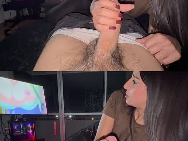 She has double pleasure when riding his dick and stimulating her clitoris well