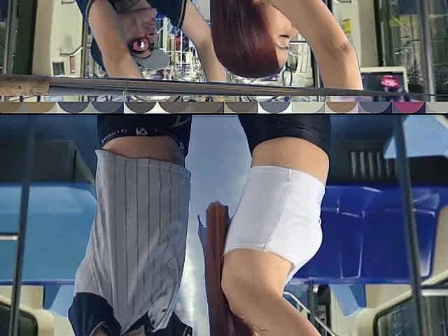 A stranger gropes a sexy gal on the bus in public!