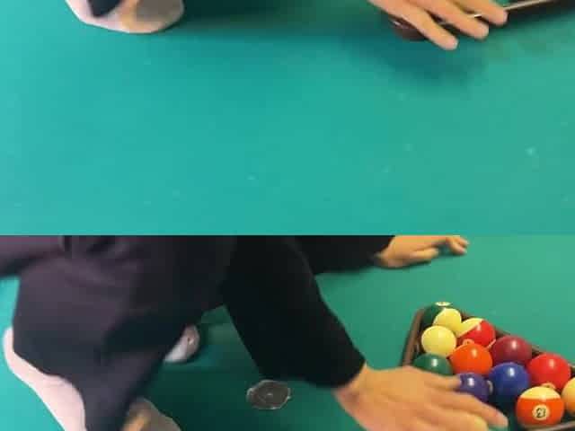 Barefeet mouth job on the pool table