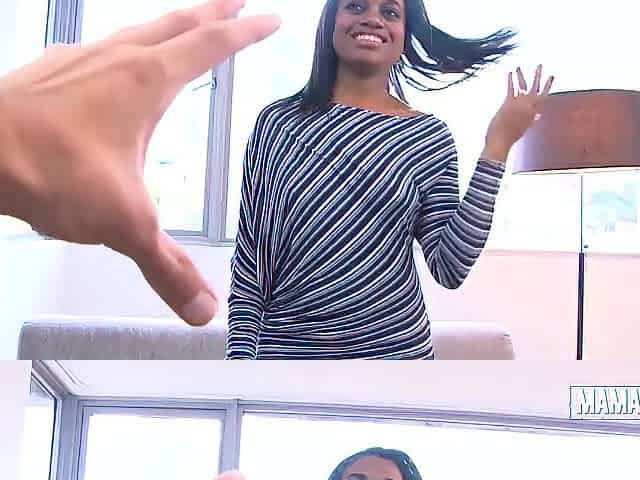 Thick Ebony Colombian Shows Off Her Overweight Butt Then Gets on Her Knees for His Dong