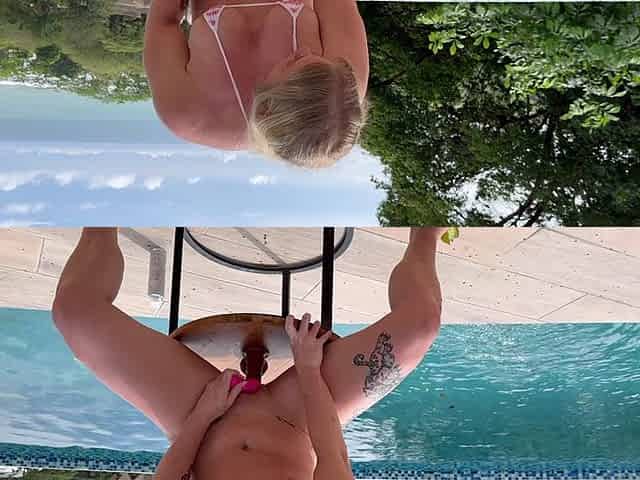 Dildo Riding at the Pool
