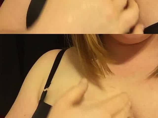 Slutty Redhead Sucks Her Own DD Bazookas