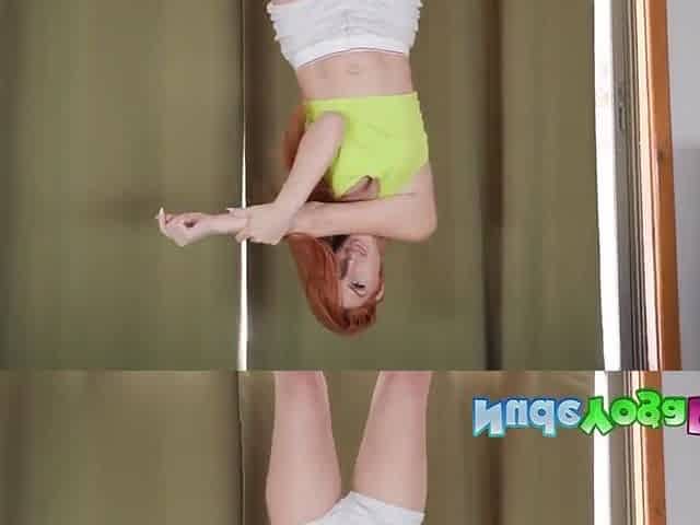 Curvy Redhead Heather Red Erotic Naked Yoga and Masturbation