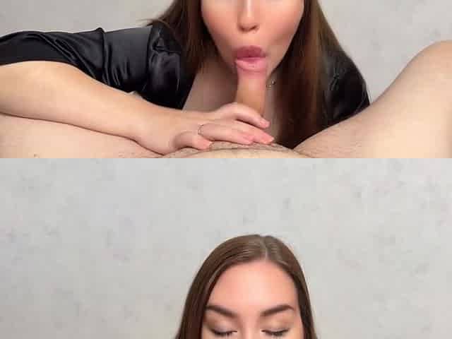 For A Good Blowjob, A Brunette Gets A Big Cumshot In Her Mouth!