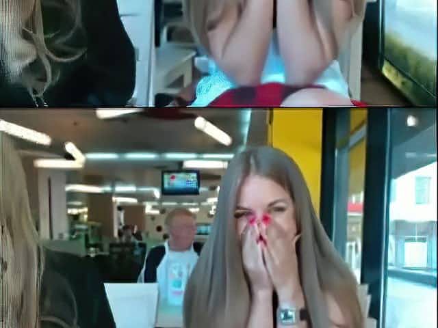 teen takes her clothes off in public cafe