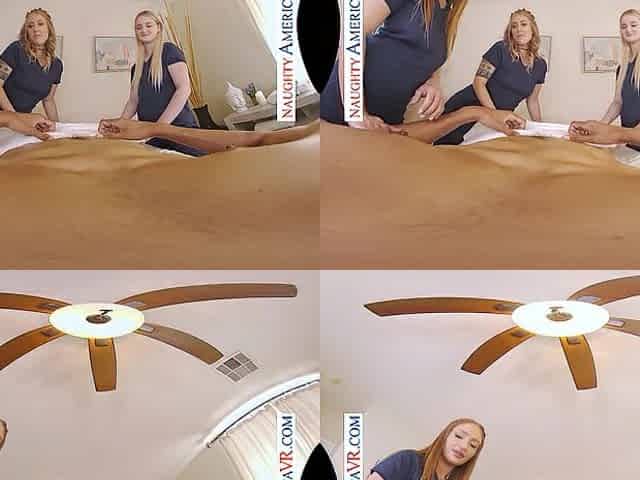 Masseuse women Electra Rayne, Eliza Eves, and Skylar Snow aid themselves to your large knob