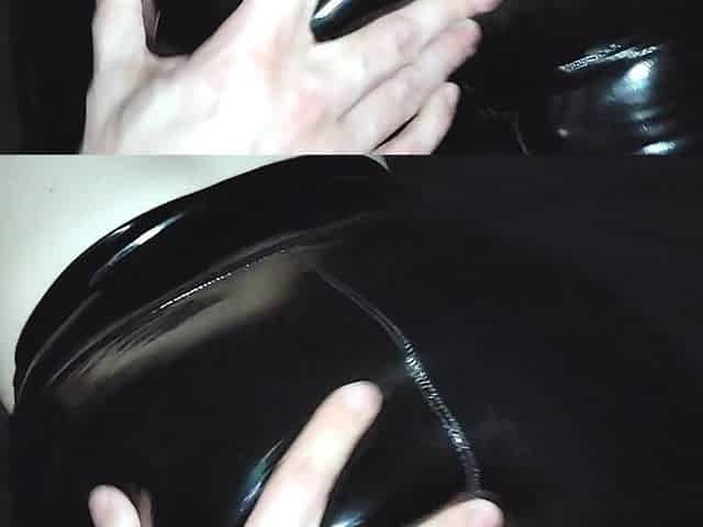 Cum on ass in vinyl leggings