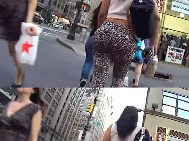Amazing Big Ass in Leopard Leggings Street Creep Candid