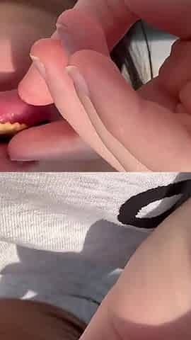 Giantess Girl Finds a Tiny Man in Her Bag of Chips and Is Surprised, but She Eats the Tiny