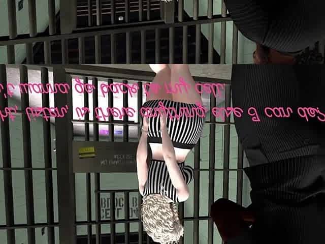 Second Life Ebony stud prison guard screws white woman in a prison cell