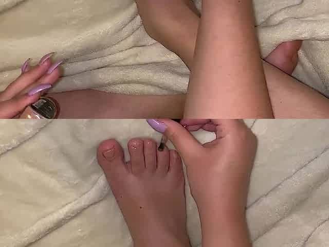 Painting my nails worship my feet massaging pampering feet fetish