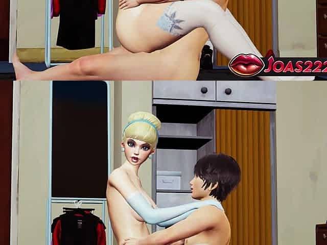 Cinderella with Big Tits in 3D Hentai Face to Face Sitting Pose Fuck Plus Standing Doggystyle Ending with Creampie