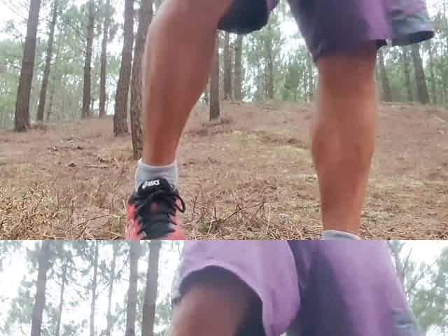 Jacking off and cumming in public in the woods - nearly caught