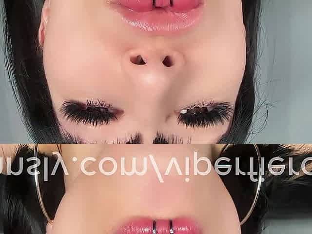 Femboy Drooling, Lips in saliva, dirty, verbal sissy spitting, self facial