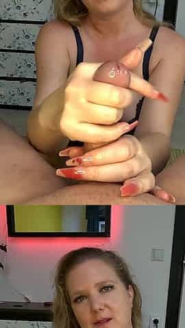 Very Long Nails Edgejob Makes Him Cum Rope After Rope