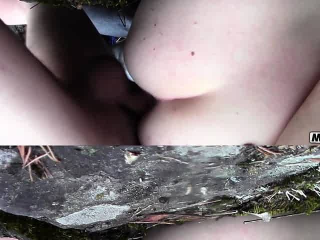 Evelina and Jani fuck in the forest outdoors
