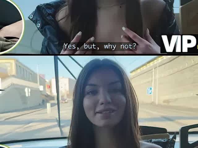 React: VIP4K. 2 nice-looking eighteen years old angels jumps on the Stranger's face