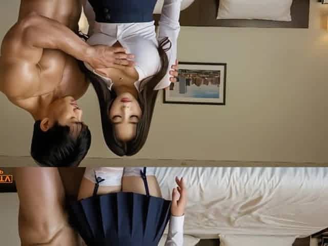 AI- Busty Asian Beauty in White Stockings Rides Thick Cock on Hotel Bed