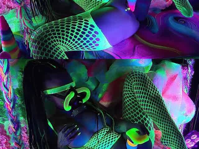 Neon solo screw - gas mask enormous breathing as i bang myself in neon lights all over