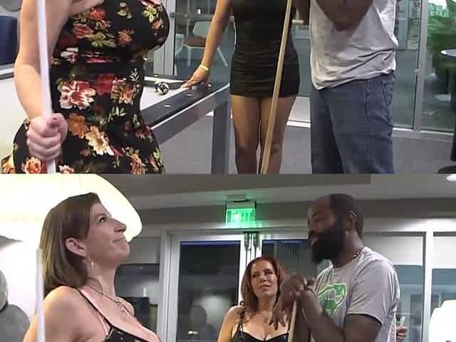 Pool Players Sara Jay and Nicky Ferrari Handle a Thick Stick