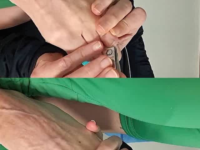 Cutting toes nails feet fetish and yoga pose
