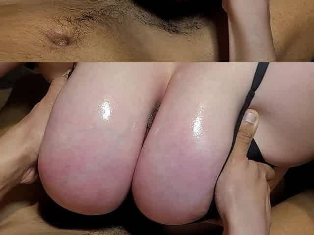BBW Boobs Oiled Interracial Titfuck Bra Multi POV Cumshot