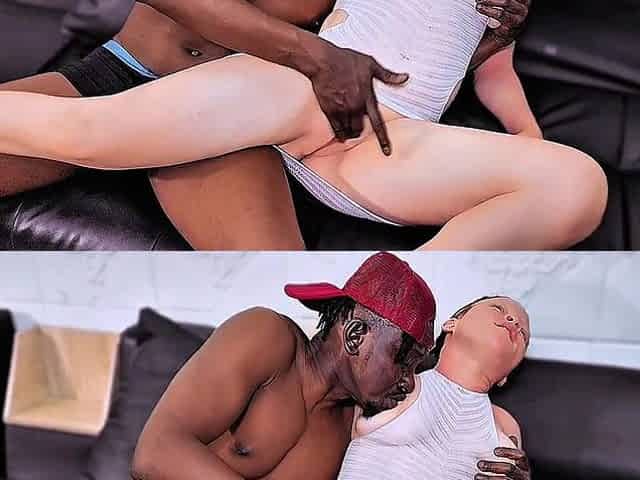 Petite Whitechick Taking a Big Black Cock in Her White Pussy