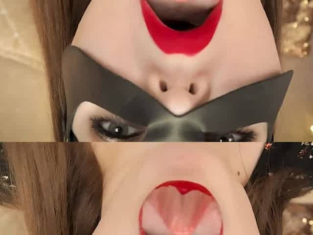 Tongue, mouth fetish, tits teasing