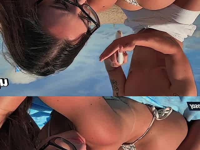TEEN italiana me chupa la polla en la PLAYA de BARCELONA