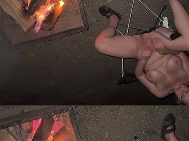 Masturbating in the Open While Camping and Sucking Cock