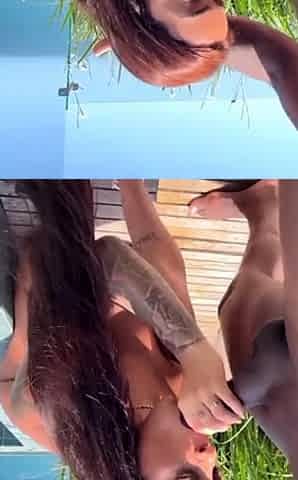 Mature Stephanie Silveira's Explosive Double Squirt on Pool