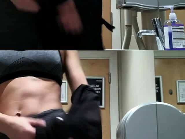 Quick Pussy Rub in Gym Bathroom - Solo Female Orgasm