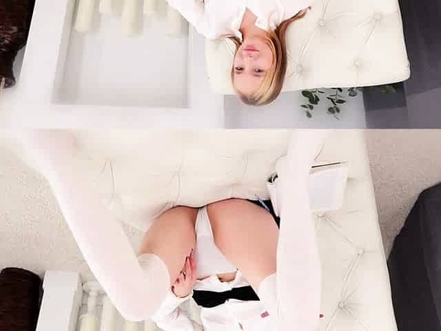 Blowjob and handjob for a blonde babe