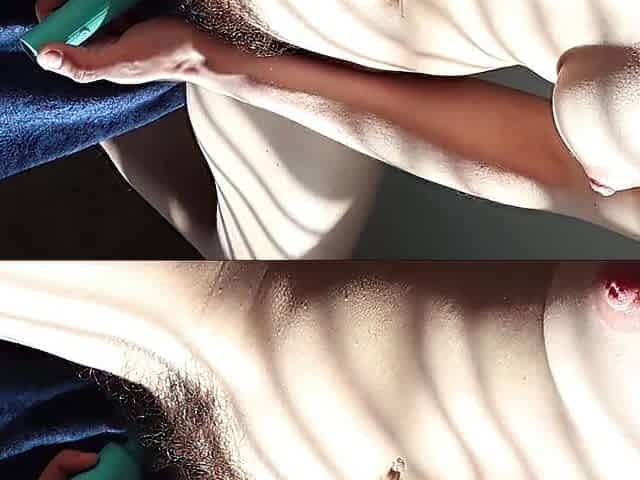 Excited unshaved Nessa rides a thick schlong until that babe creams