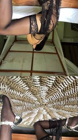 Seductive Striptease in Nylons and Heels, Legs Tease, Lace