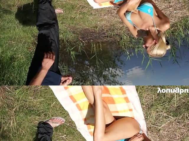 Yvonne finally allows the guy to pound her pussy in the wilderness