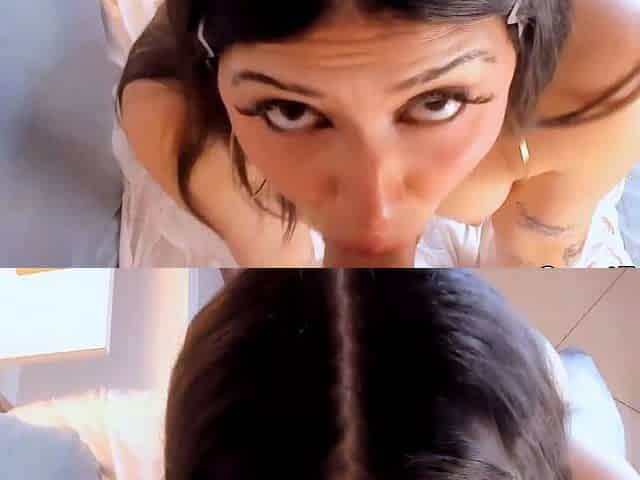 Pretty Babe Gives Her BF a Hot Blowjob