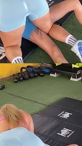 Private Workout with My Gym Trainer Gets Out of Control and We End up Fucking Over the Bench Press